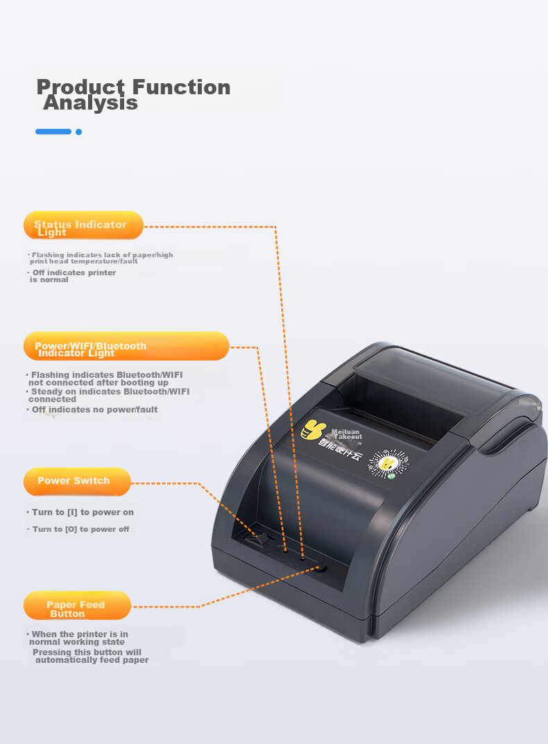 Youku [Supports JD Takeout] Fully Automatic Takeout Printing Machine, Wireless WIFI Bluetooth Meituan Eleme Restaurant Pharmacy Thermal Receipt Cloud Printer 16
