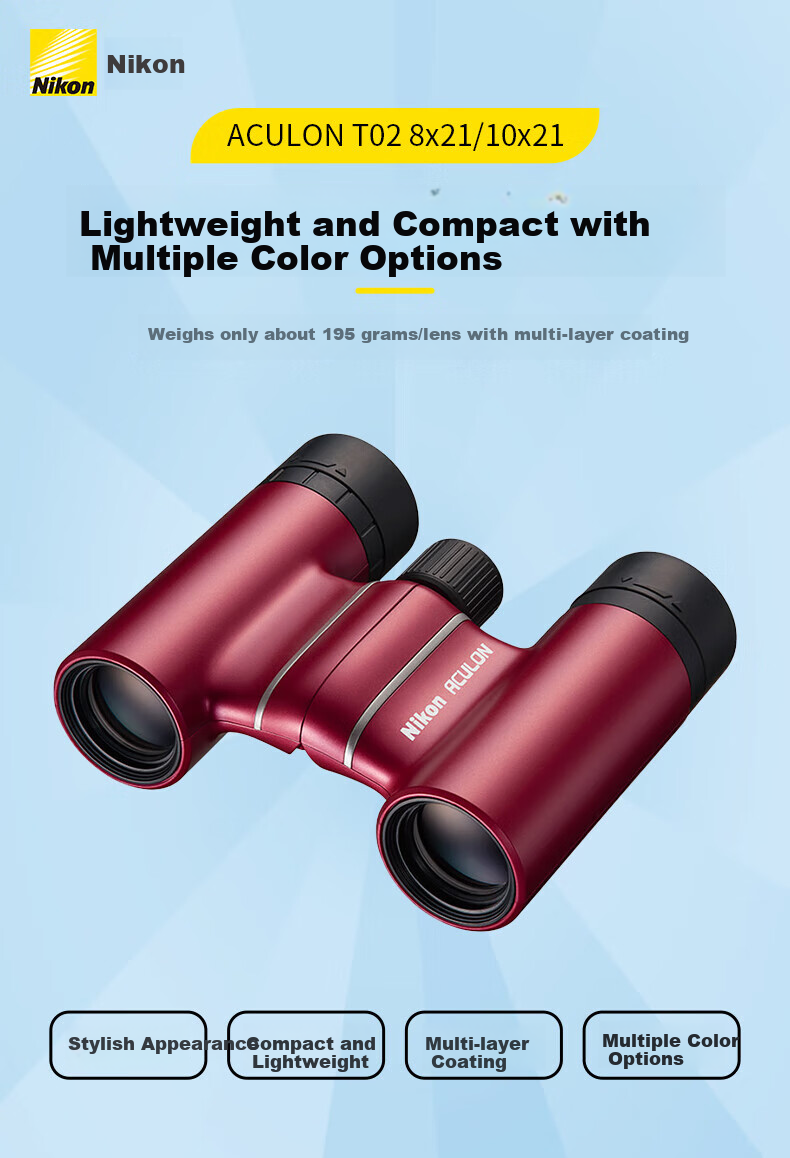 Nikon T02 Binoculars, Portable Outdoor Viewing, High Magnification, High Definition, Concert Watching, New Year Gift, Entomological Telescope 2