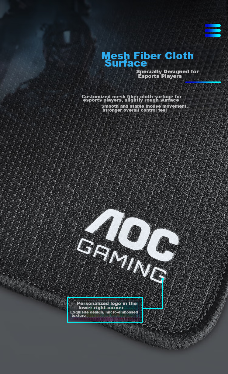 AOC Professional Gaming Mouse Pad, Extra Large Size 900*400*4mm, Thickened with Locked Edges, Grid Fiber Surface, for Keyboard And Computer Desk Use, G10XL/93 Black 3