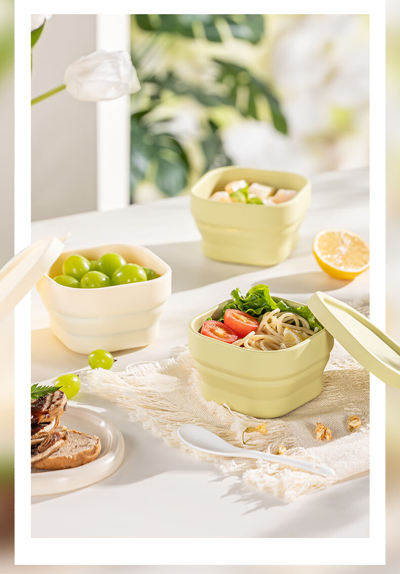 Guangyi Folding Bowl, Silicone Bowl, Portable Travel Outdoor Large Capacity Collapsible Water Cup for Business Trips, Bean Green GY7337 1