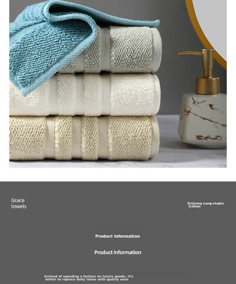 Grace 10A Antibacterial Towels, 3 Pack, Extra Large, Skin-Friendly, Breathable, Quick-Drying, Soft, Unisex Face Towels 12