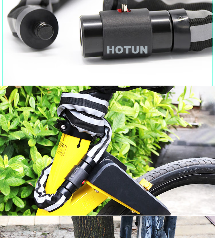 HOTUN Chain Lock, Bicycle Lock, Anti-Theft Portable Lock for Mountain Bikes, Electric Bikes And Motorcycles, HDHL-08 Classic Model 14