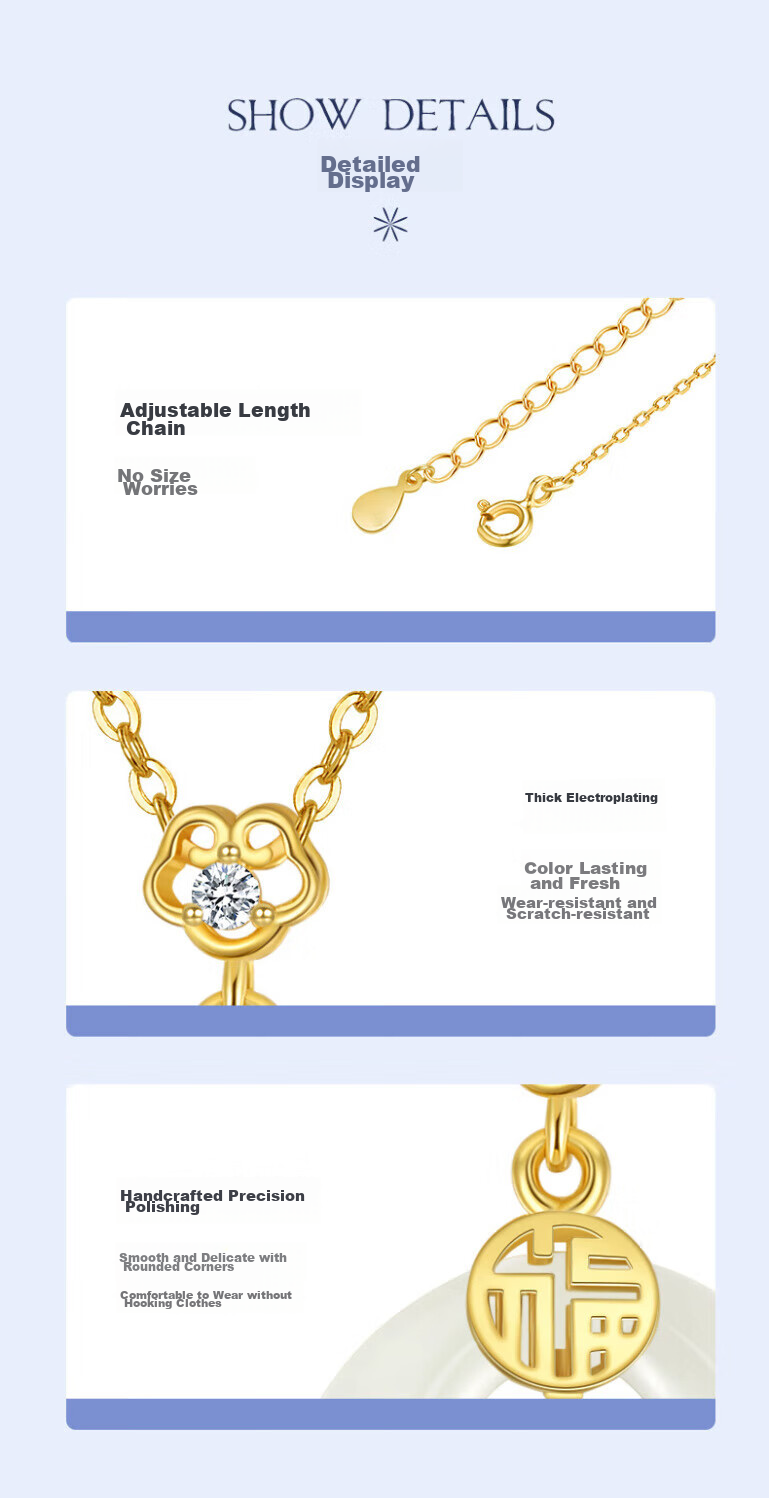 Dijing Peace Buckle Sterling Silver Necklace for Women with Hetian Jade Pendant, Elegant High-End Jade Pendant, Thoughtful Practical Birthday Gift for Wife 7