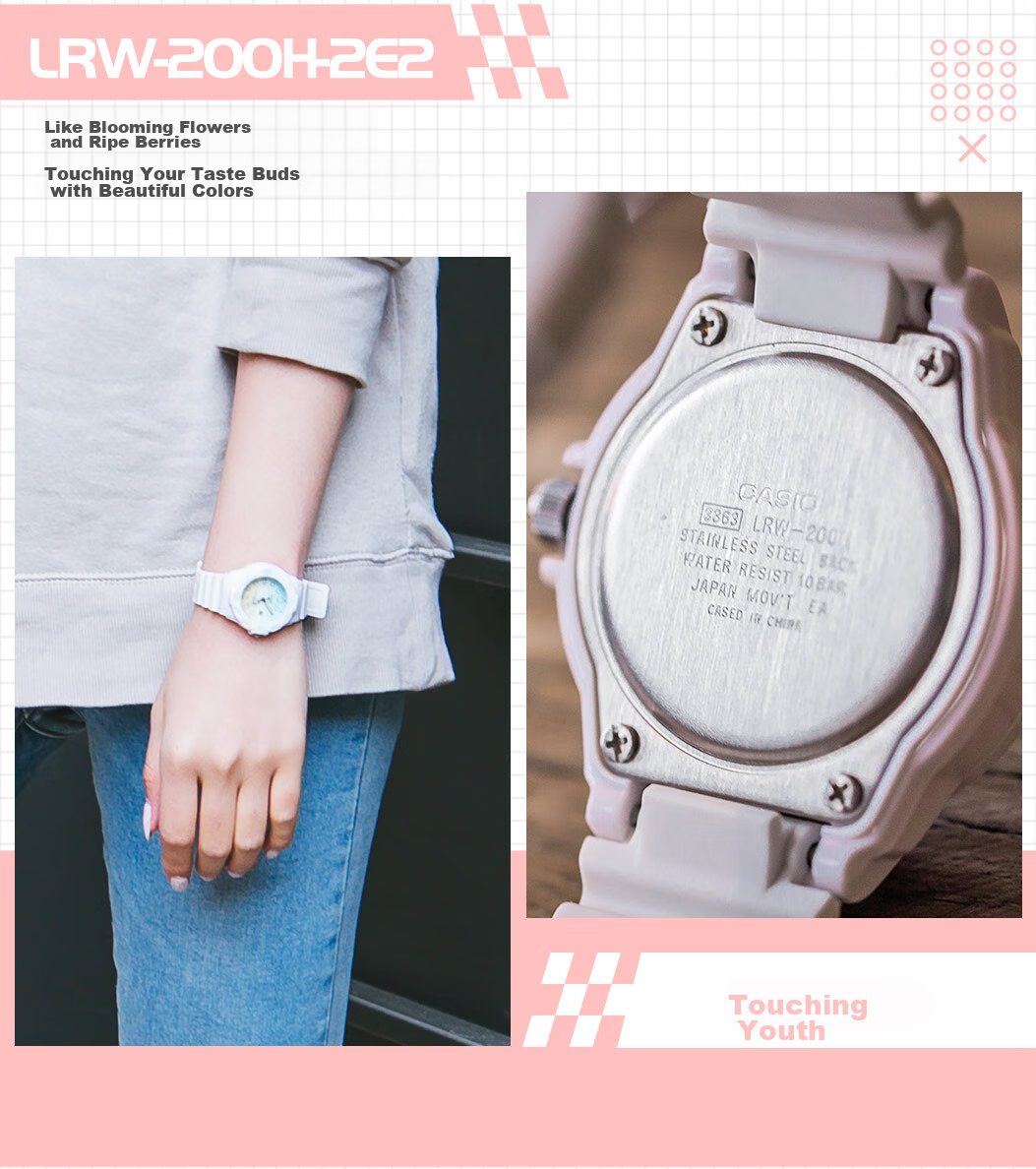 Casio Watch for Women Students, Exams, Children's Analog Watch, Luminous, Sports, Waterproof, Quartz Watch for Men And Women LRW-200H 18