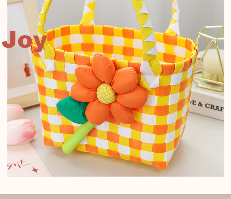 TaTanice Handbag Woven Bag, Mid-Autumn Festival Gift Birthday Storage Bag, Colorful Woven Basket Shopping Tote 5