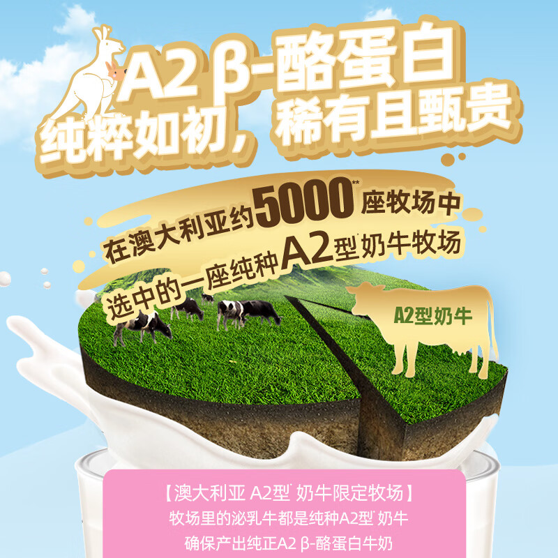 纽仕兰儿童成长A2纯牛奶A2β-酪蛋白原生高钙100%生牛乳200ml*24盒 蓝