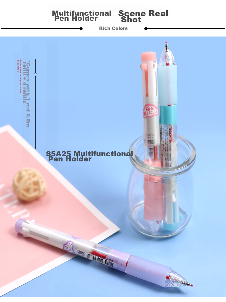 ZEBRA 5-Color Multifunctional Pen Barrel SARASA Series Colorful Neutral Pen Barrel (Refill RNJK5) S5A25 Light Pink Barrel (Buy One Get One Free) 2