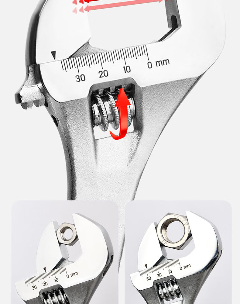 DELIGONGJU Light Handle Adjustable Wrench (Silver), 10 Inches, DL010A (Random Delivery of New And Old Items) 8