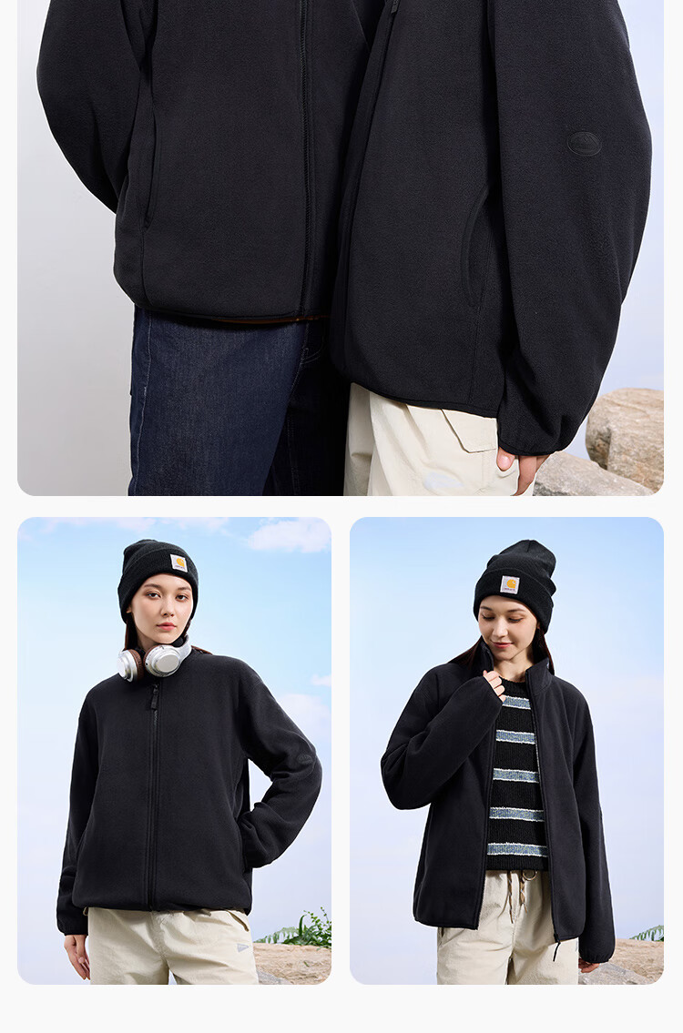 JD Jingzao Men's Jacket Fleece Lined Winter Thickened Black M 15