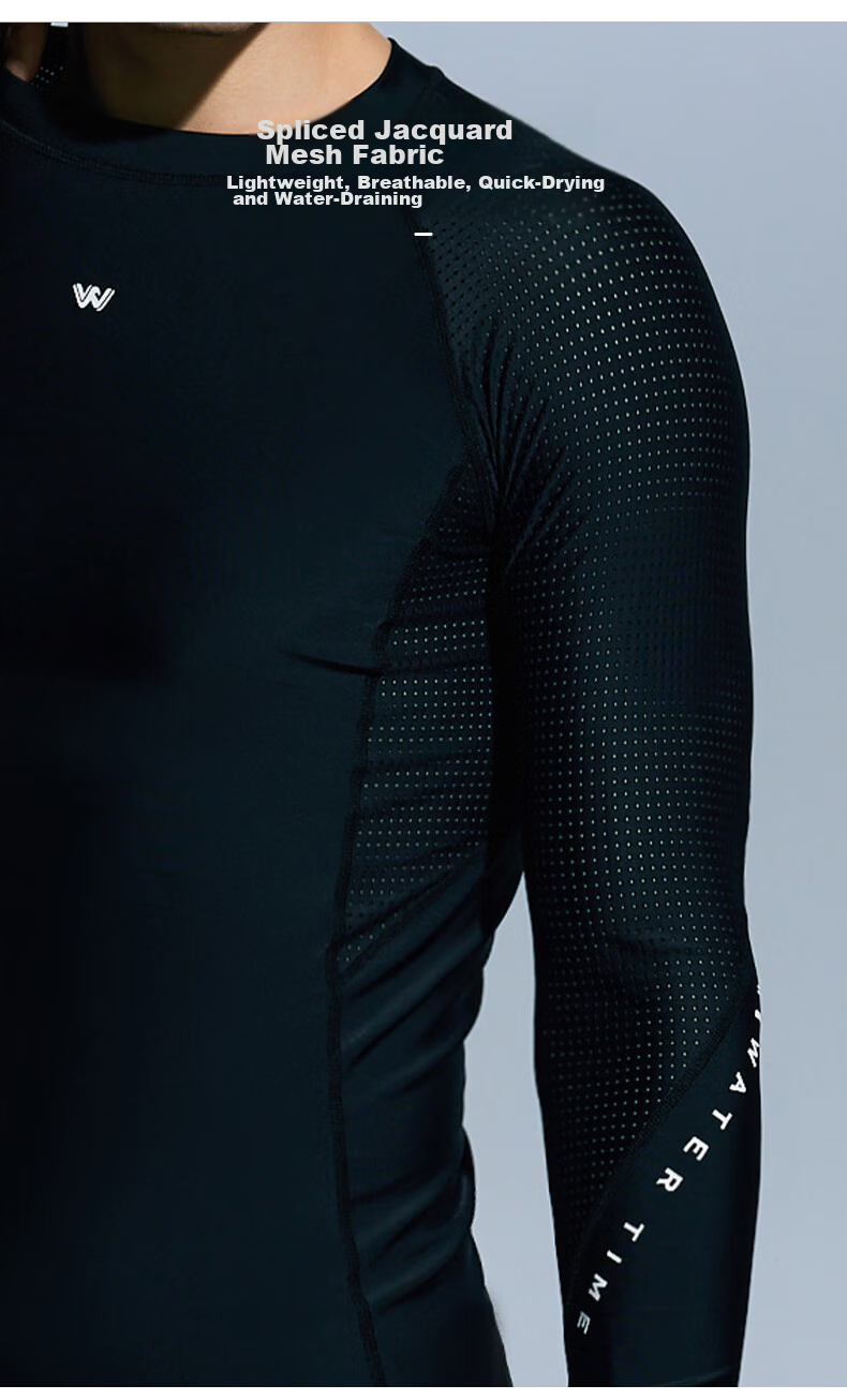 WATERTIME / Shuichuan Men's Swimsuit, Hot Spring Long-Sleeve Quick-Dry Surfing Swimwear, Single Top, XXL 9