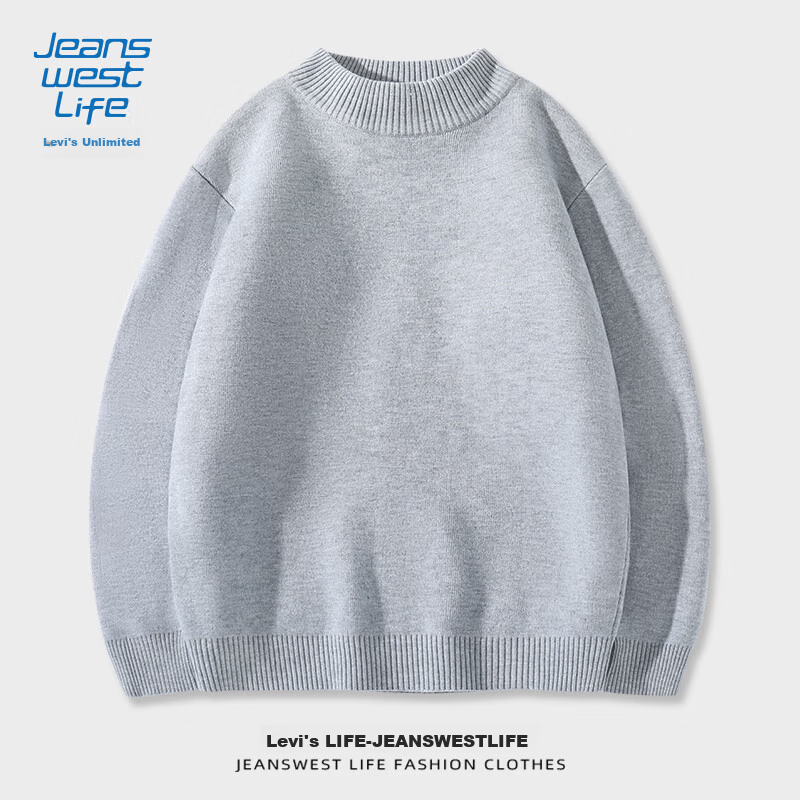JEANSWEST LIFE Men's Knit Sweater, Autumn And Winter Thick Warm Sweater, Solid Color Simple Style, Student Semi-Turtleneck, Thermal Inner Layer, Trendy 16