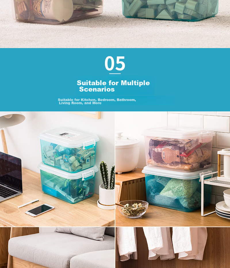 CHAHUA Transparent Visible Storage Box with Handle, 6.5L Snap-On Toy Storage Box, Set of 2, for Student Dormitory 8