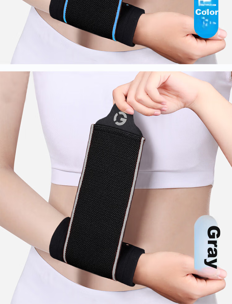 GINGPAI SPORT Compression Wrist Support Brace for Sprains, Women's Tendon Sheath Wristband, Sports Volleyball Badminton Protective Sleeve, Pain Relief And Warmth Bandage, Black, One Pair 11