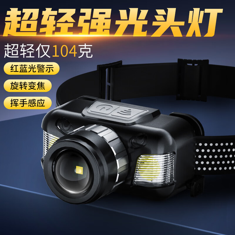 SkyFire Headlamp with High Brightness, Long Battery Life, Lithium Battery, Ultra-Bright, Waterproof, Motion-Sensing, Mining Light, Fishing, Military Flashlight Special