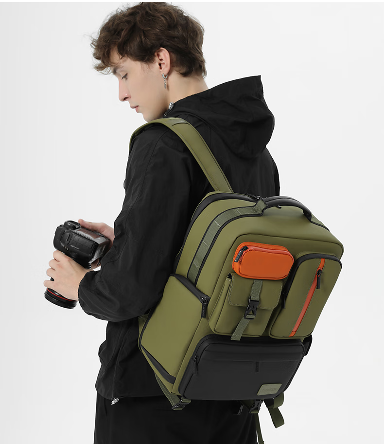 CWATCUN Camera Backpack, Large Capacity Multifunctional Travel Bag for Photography, Suitable for Canon Nikon Sony Fuji Cameras 10
