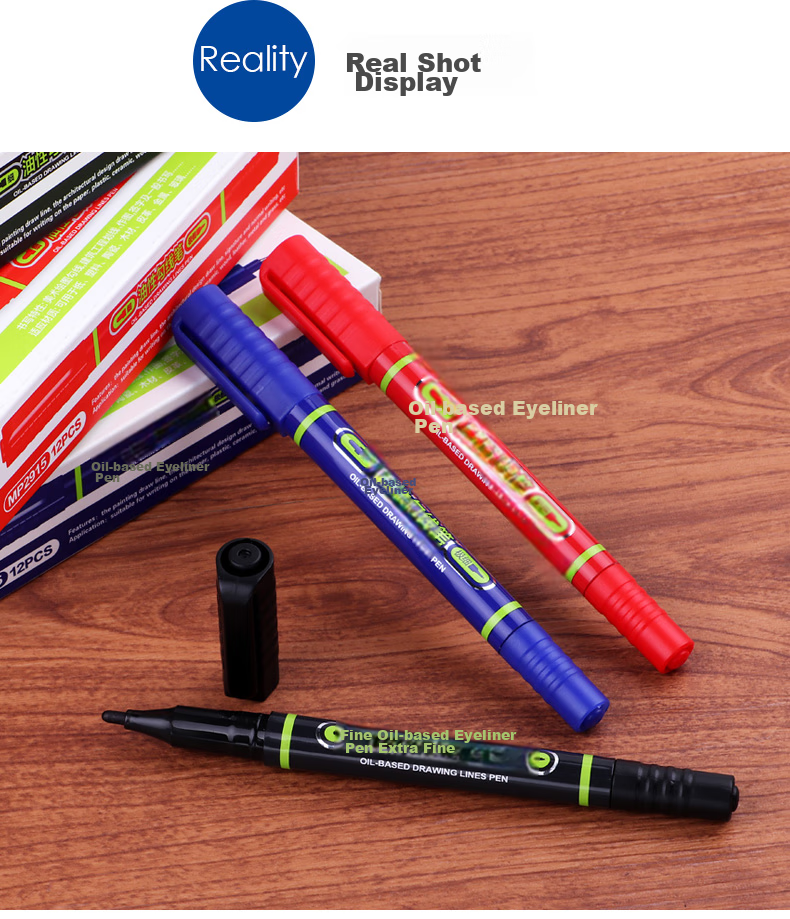 BAOKE MP2915 Dual-Tip Fine And Thick Oil-Based Marker Pen for Meetings And Signatures, Black, 12 Pens Per Box 8