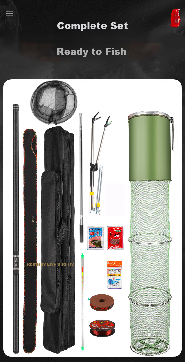 Renniaofei Fishing Rod Set, Tackle Set, Hand Rod, Ultra-Light And Hard, Platform Fishing Rod, High Carbon Carp Rod, 4.5 Meters, RBF012 1