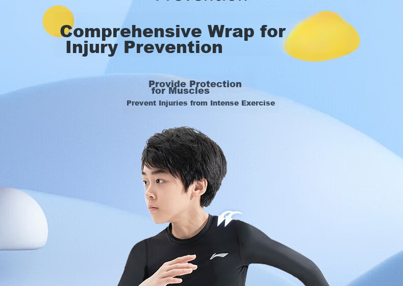 Li-Ning Children's Compression Shirt, Quick-Dry Sportswear Set, Basketball Football Badminton Training Running Spring Summer Yoga Fitness Clothing 22