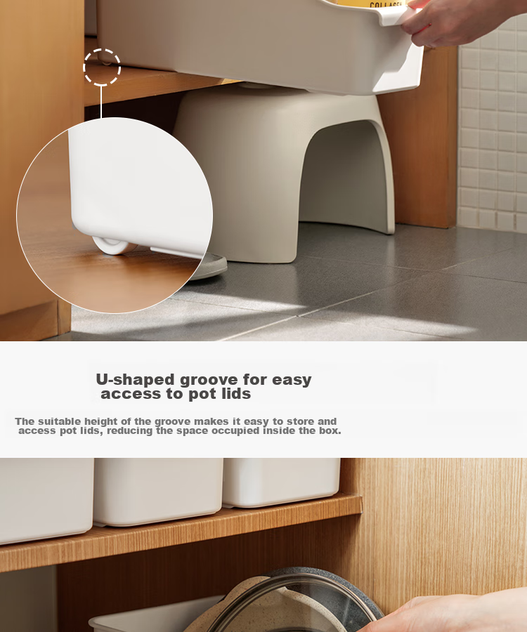 Lanjiaoluo Storage Box, Kitchen Organizer with Wheels, Cabinet Clutter Storage Basket, Under-Sink Storage Container, Slanted Opening Desig 2