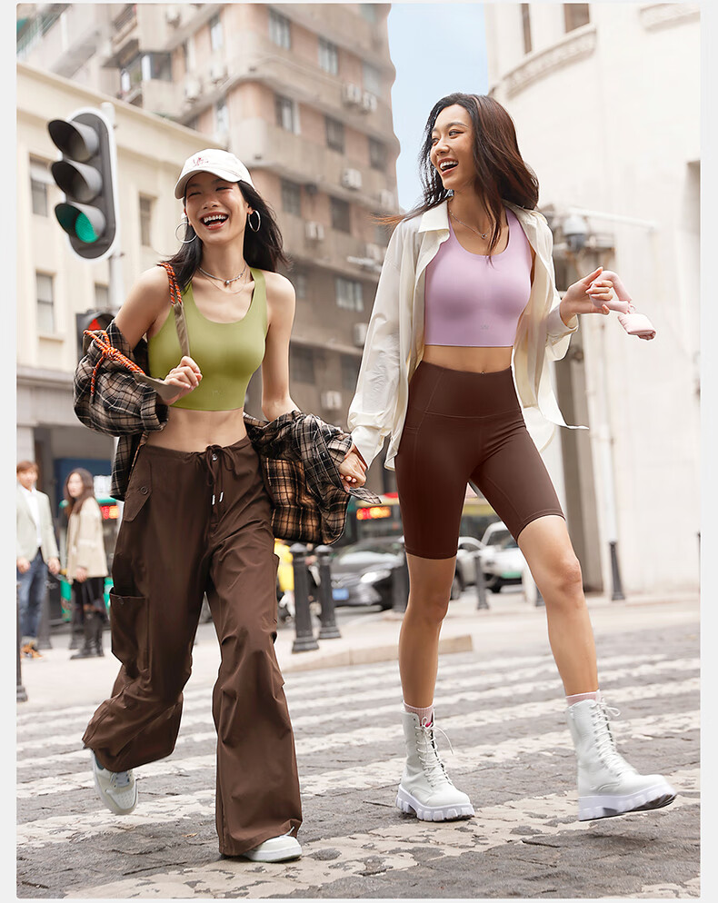 VFU Xingqing Five-Minute Yoga Shorts, Outdoor Sports Cycling Pants, High-Waisted Butt-Lifting Tight Shorts, Linen Color, Size S 19