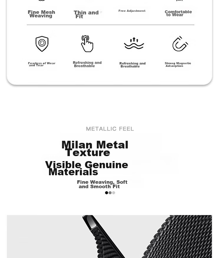 ESCASE Magnetic Watch Strap Compatible with Vivo/iQOO WATCH GT, Milanese Metal Buckle Wristband, Black, 22MM, with Raw Ear 3