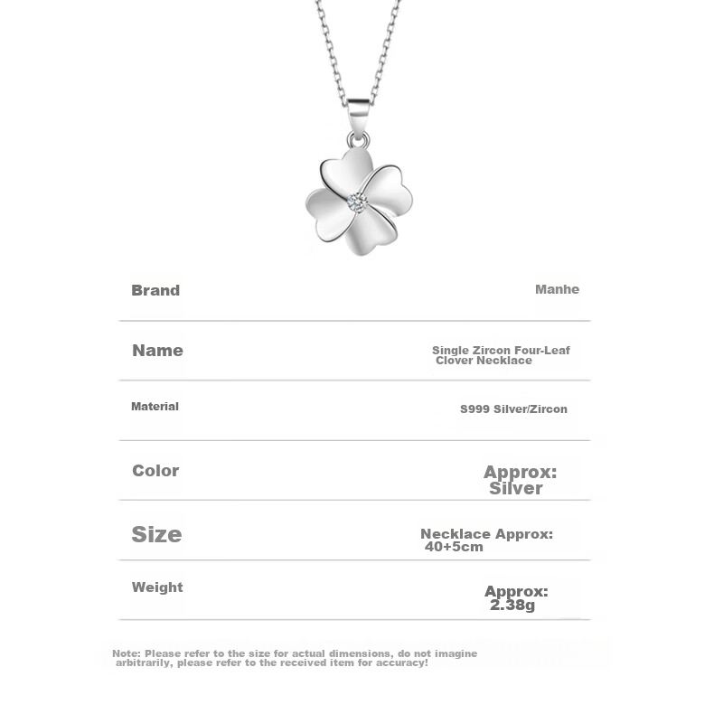 MANHE S999 Sterling Silver Four-Leaf Clover Necklace for Women, 2026 New Light Luxury High-End Birthday Gift for Girlfriend 9