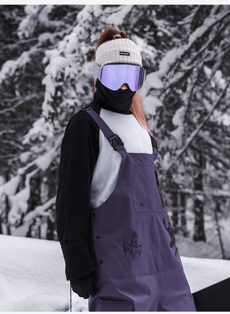 Nan En Ski Goggles Protective Eyewear Women Snowboard Glasses Breathable HD Anti-Fog Flip-Up Men Black Frame Purple 15