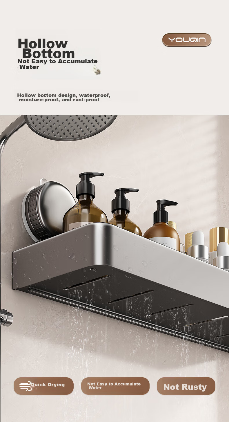 YOUQIN Suction Cup Bathroom Storage Rack, Wall-Mounted without Drilling, Washbasin Organizer Box for Toilet 10