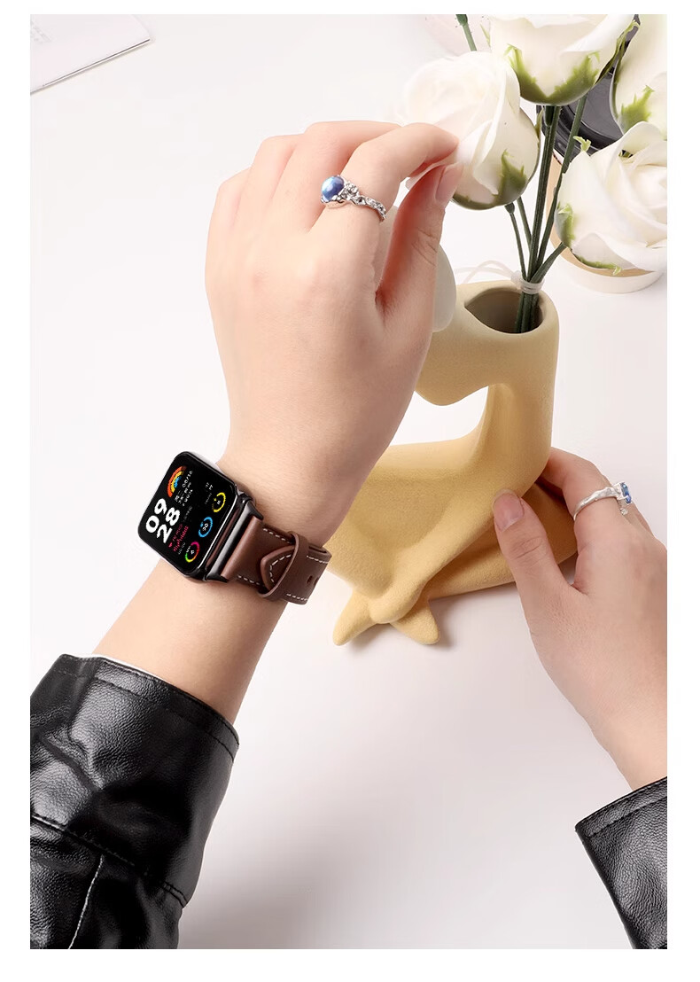 CHENSONG Compatible with Xiaomi (MI) REDMI Watch 6/5 Strap, Xiaomi Band 9Pro Strap, Redmi Watch5 ESIM Leather Quick-Release Design Smart Sports Wristband White 3