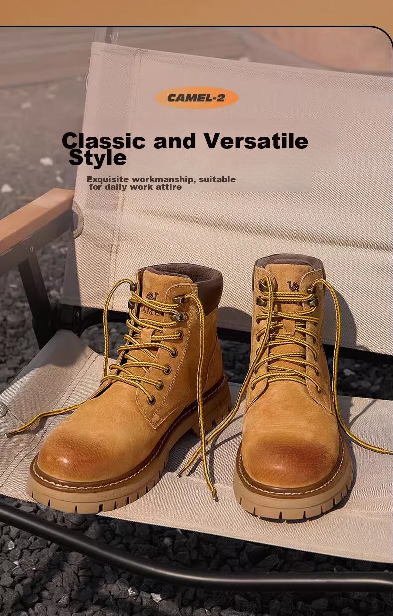 CAMEL Wang Junkai's Matching High-Top Outdoor Work Boots for Men, G15W136025, Desert Yellow, Size 43 7