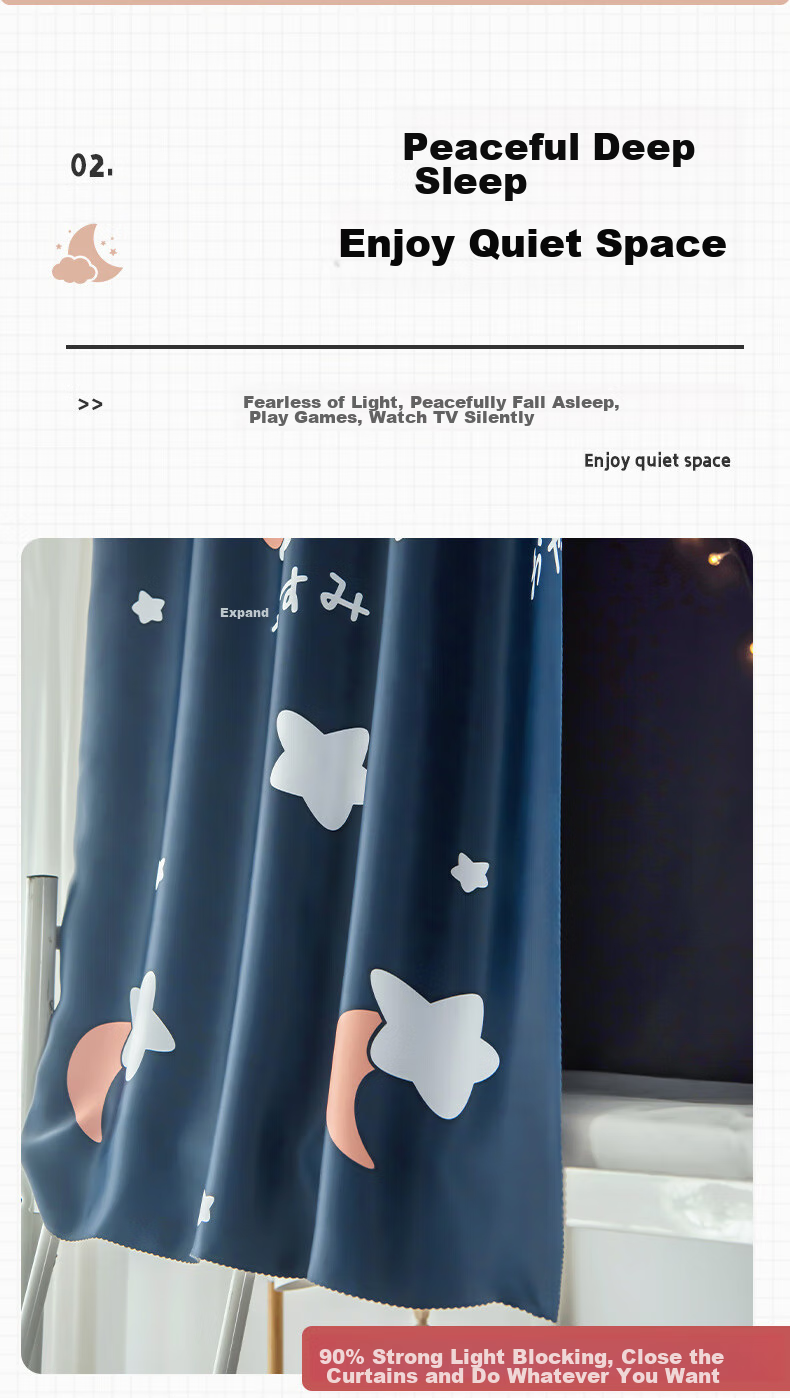 Mengshina Student Dormitory Bed Curtain, Full Blackout for Lower Bunk Beds, Dormitory Fabric Curtain, 120*200cm, Cat And Fish Pattern/1 Piece Curtai 6