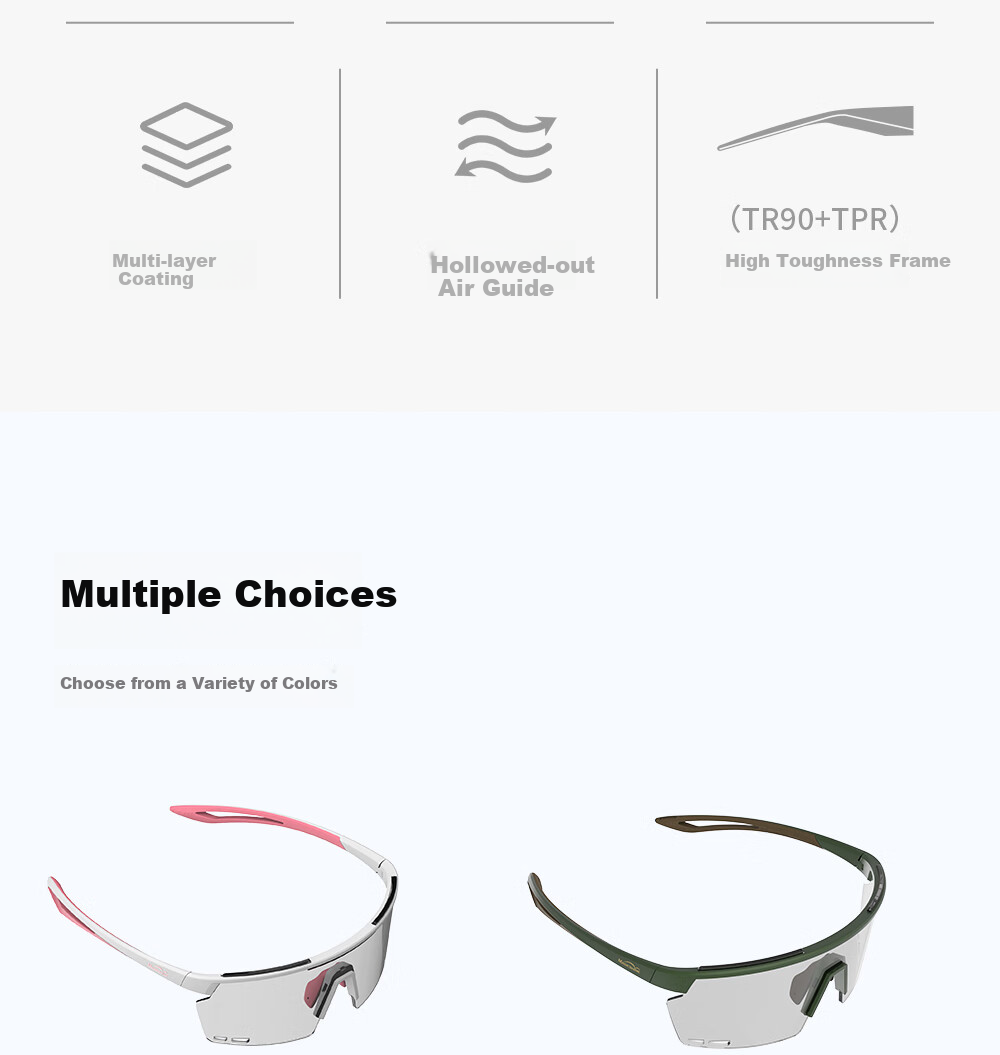 MAGICSHINE Professional Photochromic Cycling Glasses, Day And Night Use, Windproof Goggles, RL001B (White + Pink) 3