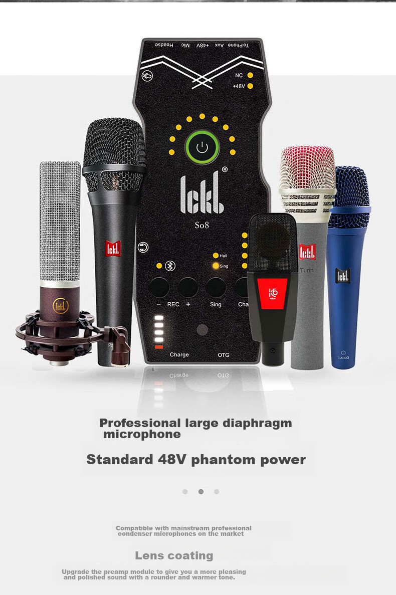 Ickb DBS Sound Card, Paul Capacitor Microphone Set, Mobile Phone Live Streaming, Computer Douyin Kuaishou Universal Host Singing, Quanmin K Song Recording, Live Streaming Equipment Complete Set with Microphones 7