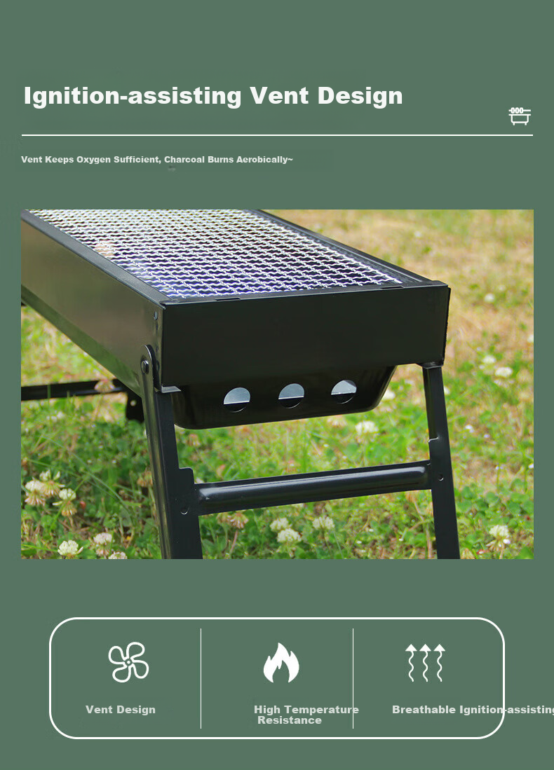 Lingdongli & Muhuo Mini Portable Charcoal Grill, Foldable Barbecue Rack for Home Use, Compact Charcoal Grilling Stove 5