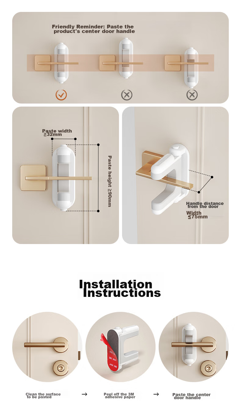 EUDEMON Child Safety Door Stopper Lock, Anti-Theft Door Lock, Baby Door Lock Catch, Anti-Opening Window Lock Catch, 2 Pieces 11