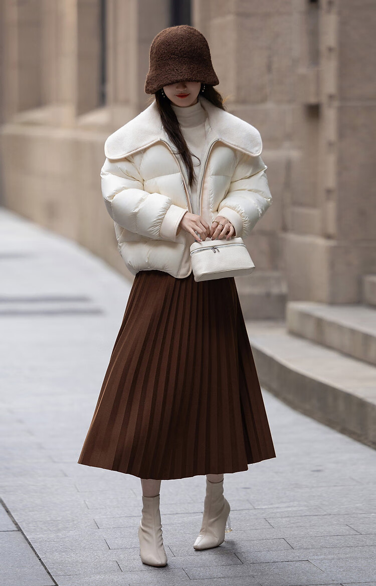 Dme [Yuxue Jingling] Winter 400T Spring Yarn Faux Sherpa Collar 90% Duck Down Short down Jacket for Wome 7