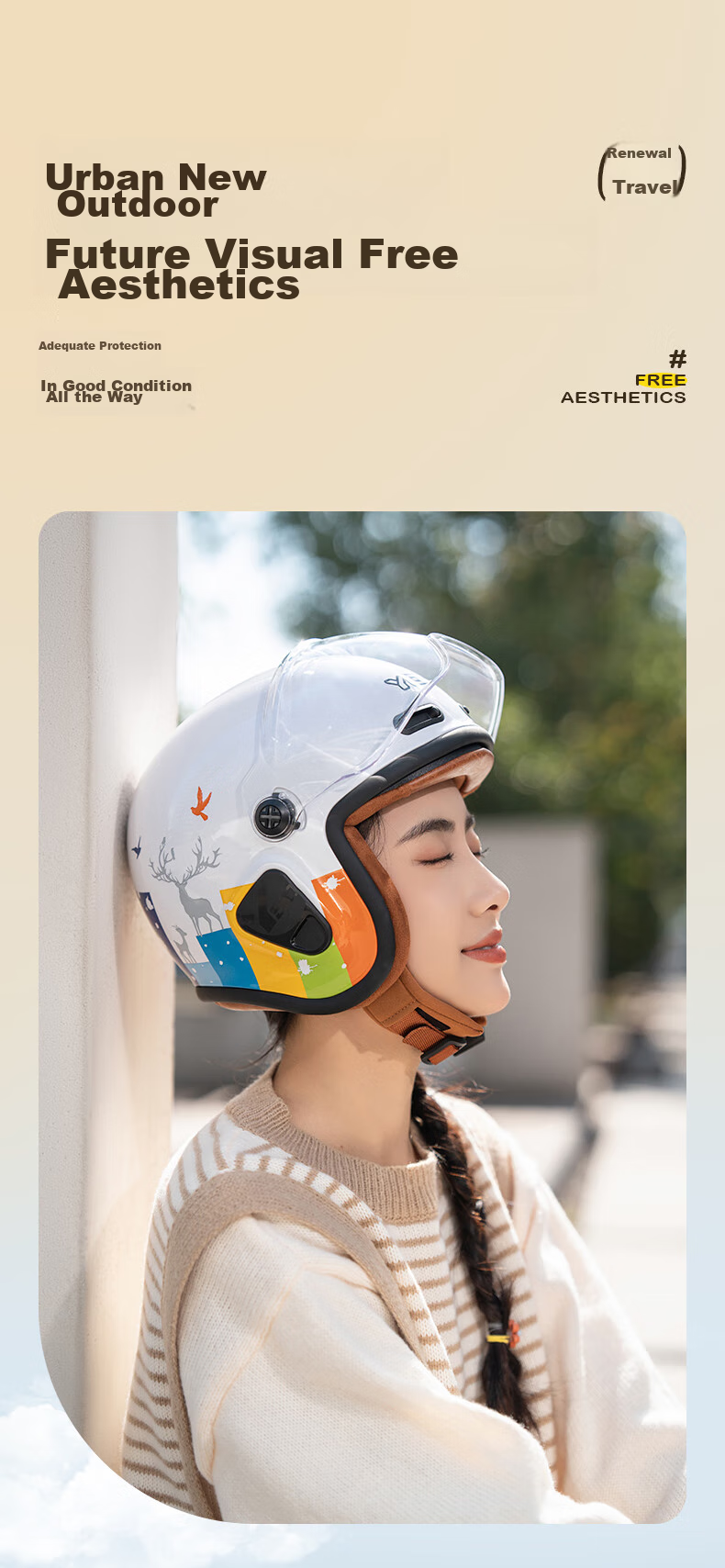 YOHE Motorcycle Helmet for Men And Women, Electric Scooter New National Standard 3C Certified Half Helmet Spring Riding Electric Bike Safety Helmet Y50 Short Visor 6