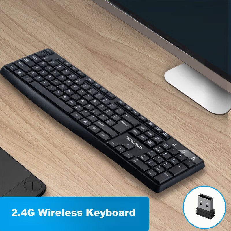 GESOBYTE Wireless Keyboard, Quiet Low-Noise Office Keyboard, Compatible with Desktop And Laptop, Built-In Receiver Plug-And K139W Battery Version, Black