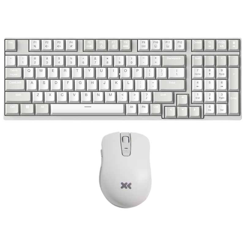 Lenovo Xiaoxin K1P Quiet Wireless 98-Key Keyboard And Mouse Combo, Jelly Touch Mechanical Rebound, Multi-Key Shortcuts, 3-Level DPI, Windows Compatible, Moon White