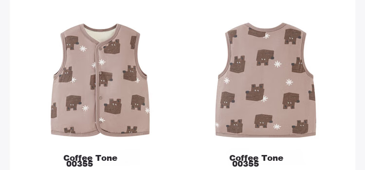 Minibala Padded Baby Warm Vest Unisex Infant Skin-friendly Printed Homewear Autumn Winter 19