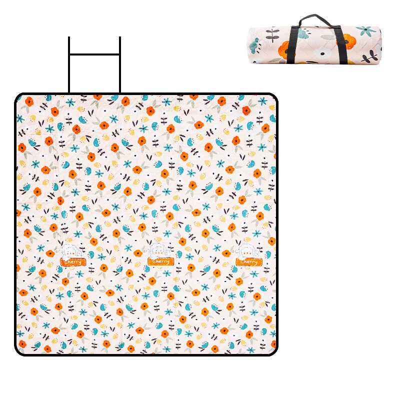 JD Jingzao Outdoor Picnic Mat Park Tent Moisture-Proof Camping Mat Ultrasonic Washable Floor Mat Floral 200x200cm