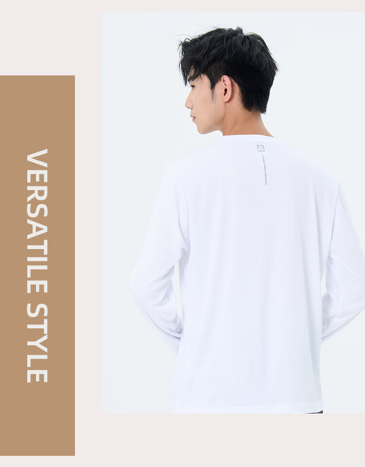 PEAK Sports Sweatshirt, Fitness Wear for Men, Loose-Fitting Casual Round Neck Top, Solid Color, Long Sleeve, without Hood, White, Size L 7