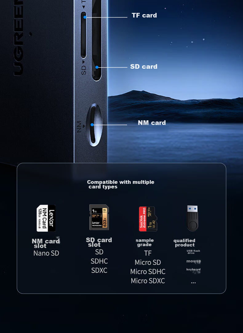 UGREEN Compatible with Huawei NM Storage Memory Card/SD/TF Card, USB/Type-C3.0 Card Reader, Supports Phones/computers/Apple 17/16/iPads Tablets/External Flash Drive Expansio 5