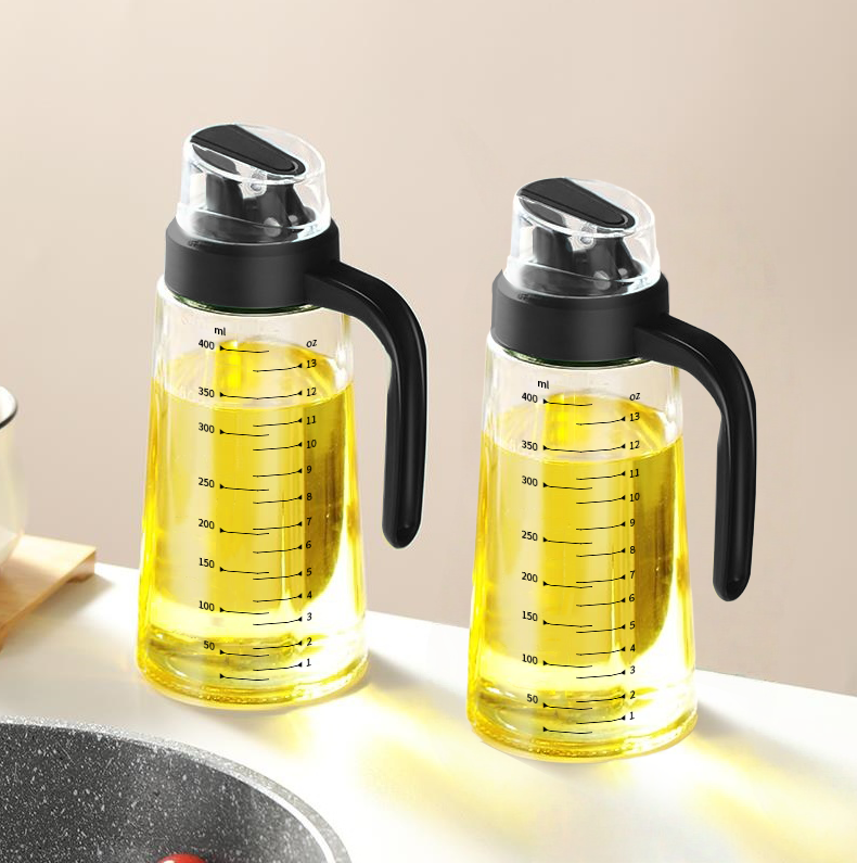 Mengtin Automatic Opening and Closing Oil Dispenser Kitchen Glass Pouring Bottle Soy Sauce Vinegar Seasoning Bottle Oil Container 470ML 9