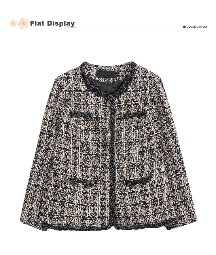QianLian Mom's Spring Short Jacket, Middle-Aged Women's Chanel-Style Long-Sleeve Top, Middle-Aged And Elderly Spring And Autumn Casual Low-Heel Blazer 18