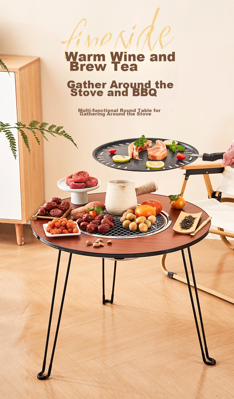 Suncojia Barbecue Grill, Tea Brewing Set with Fire Pit, Home Charcoal Grill, Fire Heater, Grilling Stove, Meat Roasting Ove 1