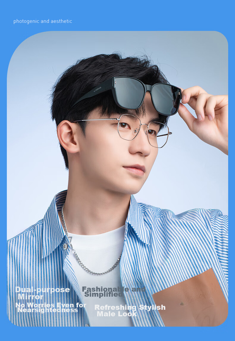HORIEN Sunglasses Clip-On for Nearsighted Glasses, Driving, Cycling, Polarized UV Protection Sun Visor for Men And Wome 1