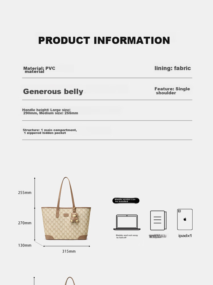 NUCELLE Women's Handbag 2026, Light Luxury Niche Duck Tote Bag, Large Capacity, Commuter Shoulder Bag for College Students, Gift for Wome 9