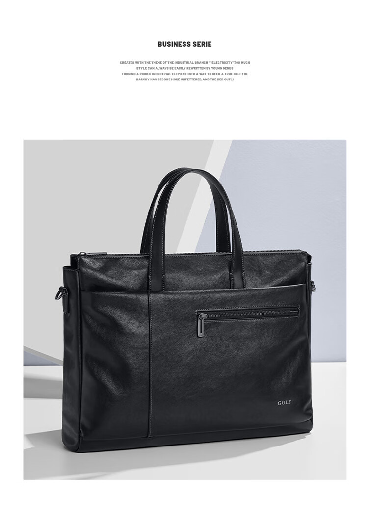 GOLF Business Briefcase, Men's Soft Leather Handbag, 15.6/16 Inch Laptop Bag, Office Travel Shoulder Crossbody Bag 11