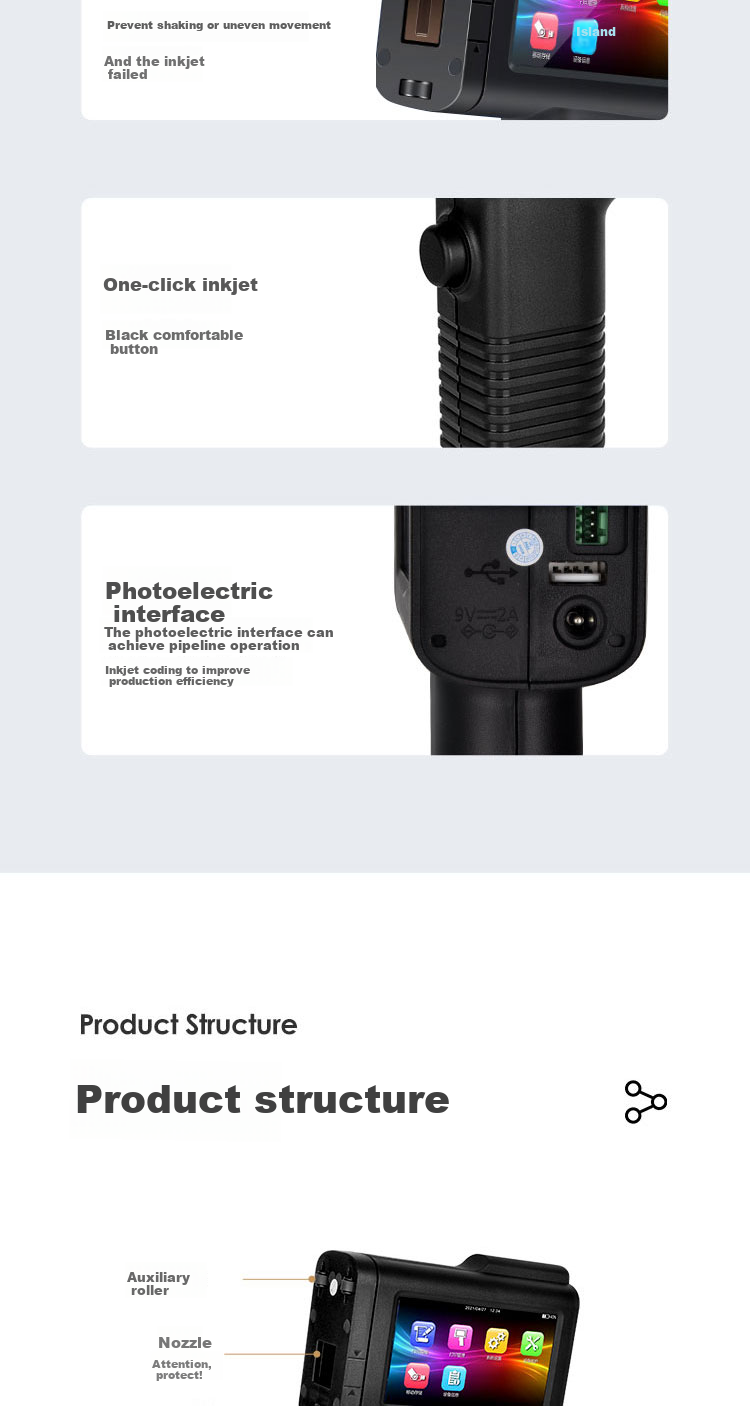 HOOYE Handheld Inkjet Printer Marking Machine Production Date Text QR Code Logo For Cardboard Boxes, Plastic, Glass, Metal Quick-Drying Inkjet Printer P11 9